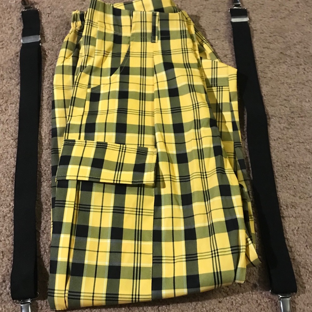 Fashion Yellow plaid joggers
